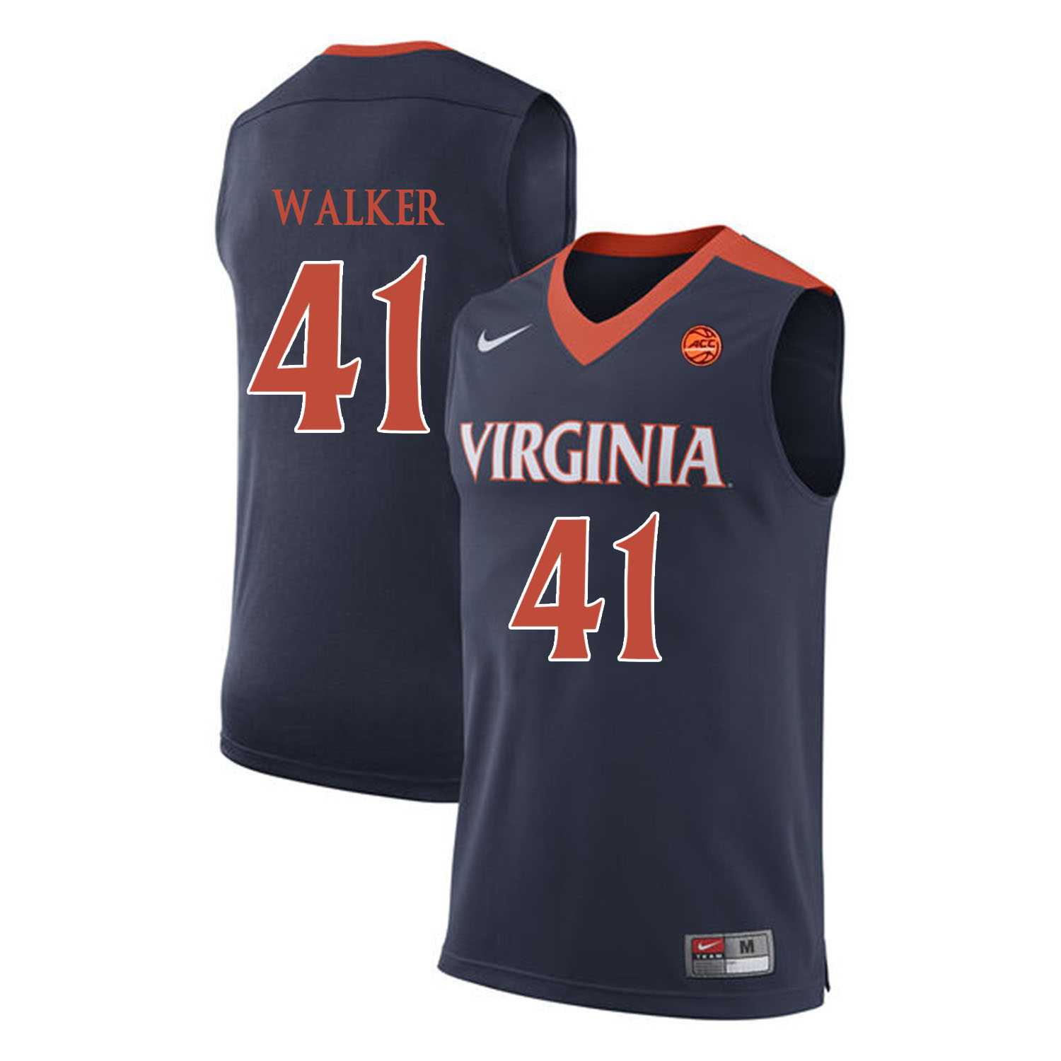 Virginia Cavaliers 41 Wally Walker Navy College Basketball Jersey Dzhi